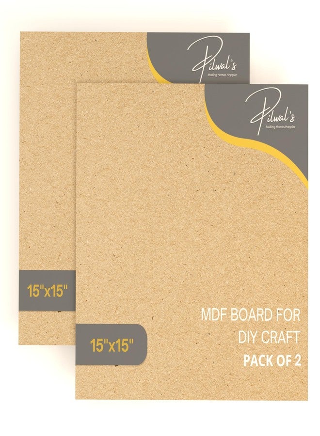 Pilwal's ™ 15" x 15" inch MDF Sheets - Smooth Unfinished MDF SQUARE Sheet - Board Coutouts for craft DIY, lippan art, Painting, Decoupage, Resin Art, Pyrography, Laser Cutting (15x15 inch MDF Boards, 4mm thickness, 2 Piece) - Image 1